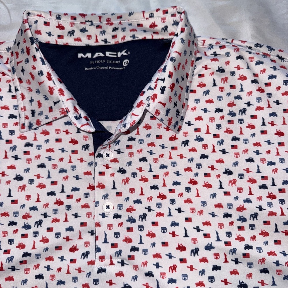 New Mack Horn Legend Polo Shirt White Golf Bamboo Charcoal Trucks Size 3XL